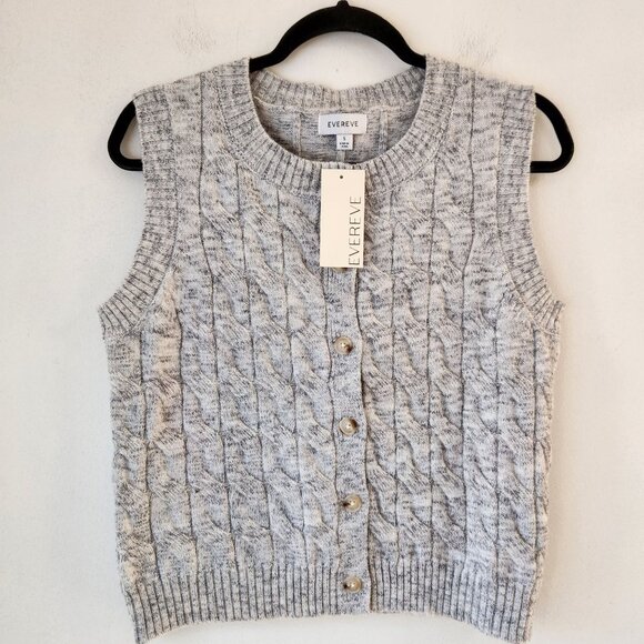 NWT Evereve Anaya Grey Cableknit Sweater Vest Academia Women's S - Picture 2 of 10